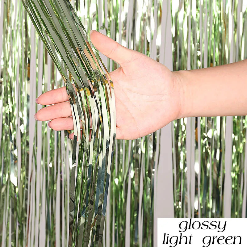 Top Matte Birthday Party Decoration Backdrop Foil Tassel Fringe Curtain Kids Adult Photo Booth Baby Shower Wedding Matte Drap