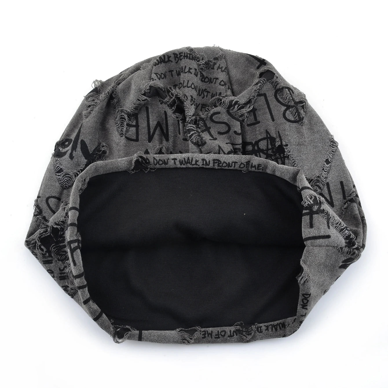 Letter Print Beanie Hats For Women Men Vintage Distressed Cracked Design ​Wasteland Style Spring Summer Warm Fleece-lined Win
