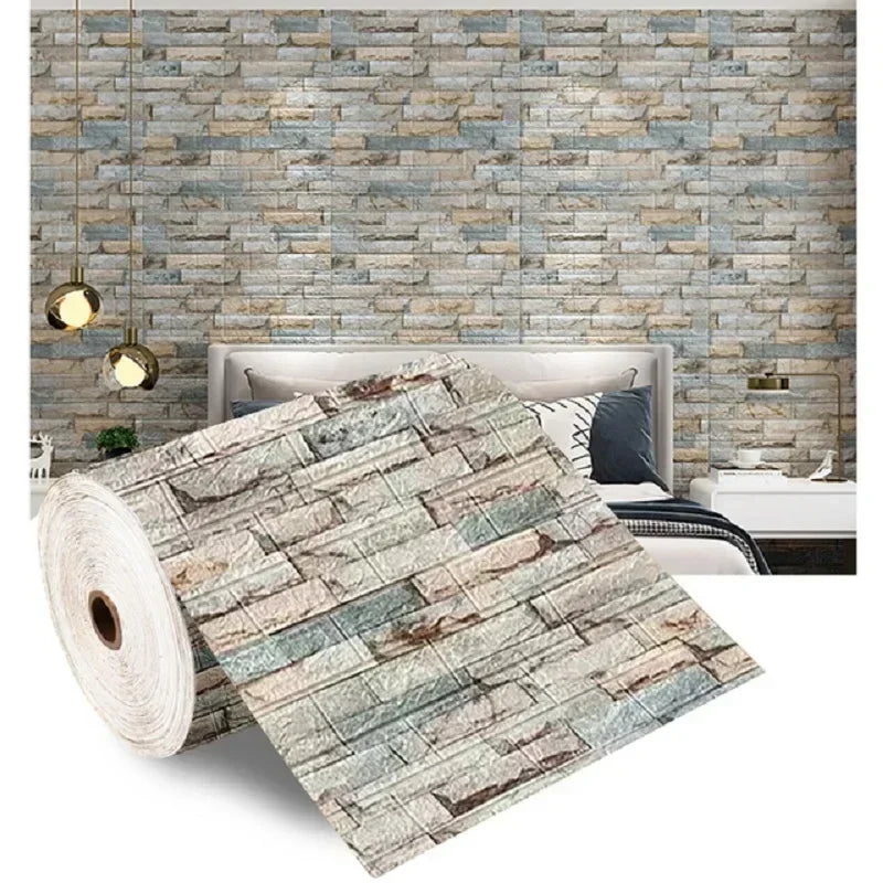 70cmx1/5/10m 3D Wallpaper Decoration Self-adhesive Antique Foam Brick Wallpaper Living Room Bedroom Waterproof 3d Wall Sticke