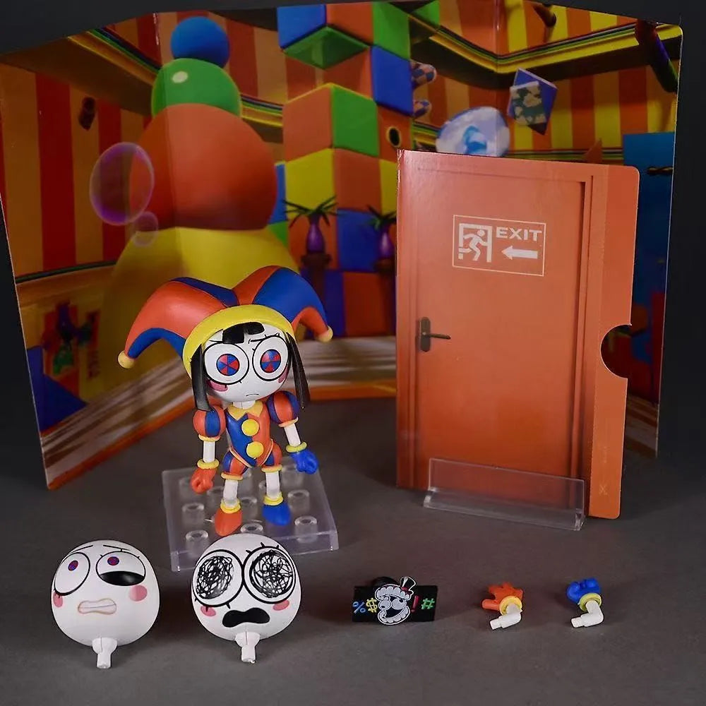 Q Version 2583 The Amazing Digital Circus Pomni Chibi Figure Interchangeable Face Posable Collectible Desktop Ornament Gift