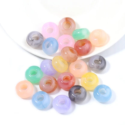 50pcs/lot Colorful Round Acrylic Beads Big Hole Loose Spacer Beads For Jewelry Making DIY Necklaces Bracelets Accessories