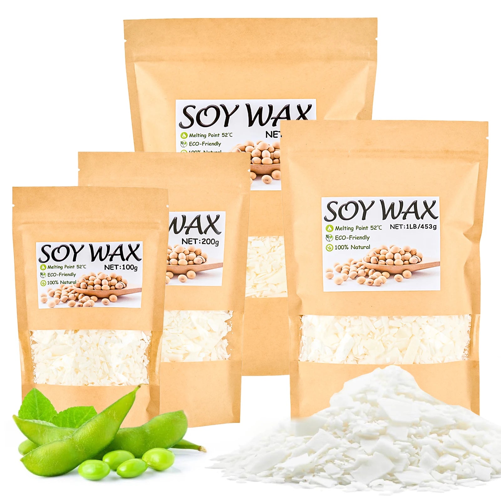 100g-1000g Natural Soy Wax DIY Handmade Candles Crafts Making Supplies 100% Additive-Free Wax Flakes Scented Candle Raw Mater