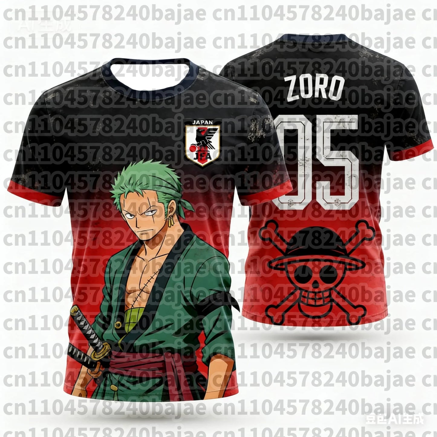 2026 Japan One Piece Luffy Football Jersey T-shirt Kids Football Special Jersey Kit Adult Men's Quick-Drying Sweatshirt
