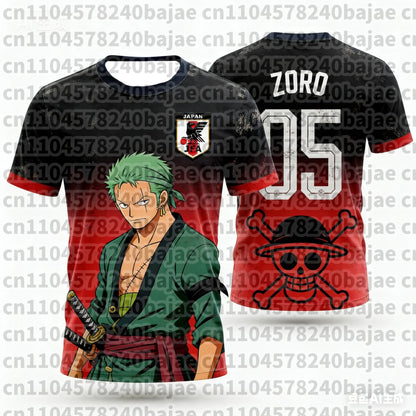 2026 Japan One Piece Luffy Football Jersey T-shirt Kids Football Special Jersey Kit Adult Men's Quick-Drying Sweatshirt