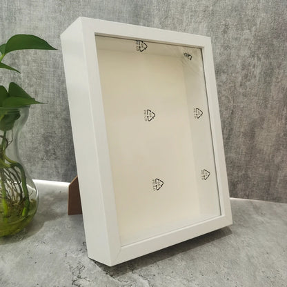 Shadow Box Depth 3cm Wooden Photo Frame For Displaying Three-Dimensional Works Nordic DIY Wood Picture Frame Photo Decor - Wh