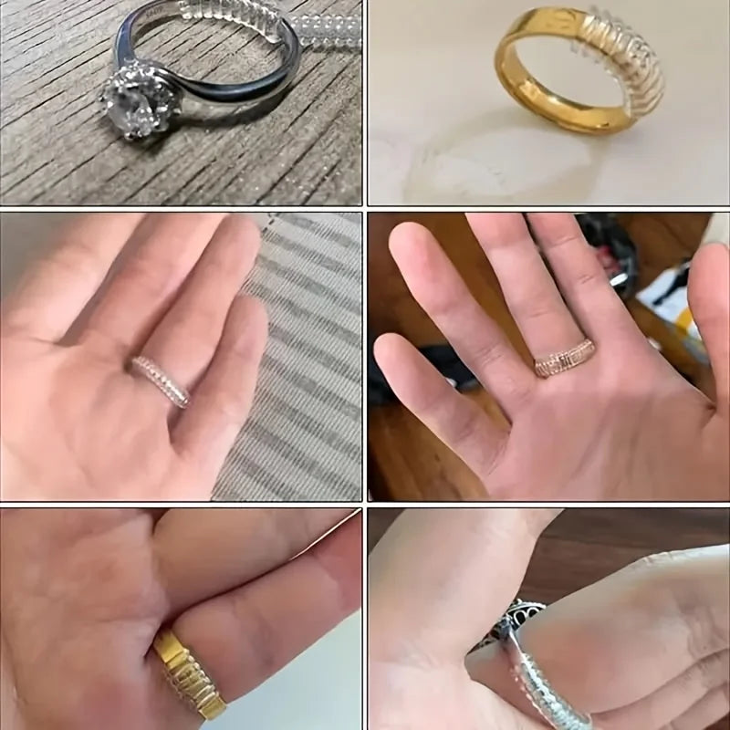 4pcs Ring Size Adjuster Invisible Jewelry Sizer Shrink Wrap Anti-fall Protection Ring Guard Ring Size Adjuster for Loose Ring