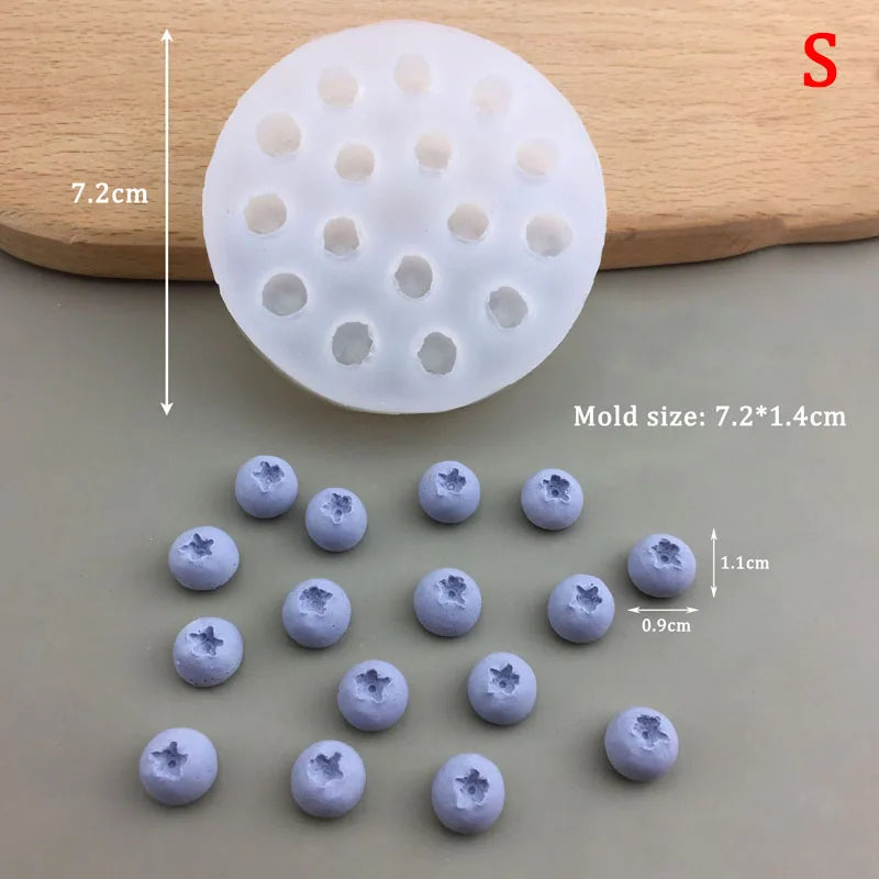 1Pc Blueberry Raspberry Candle Mold Simulation Fruit Fondant Silicone Mould DIY Chocolate Cookie Baking Mold Cake Decor Suppl