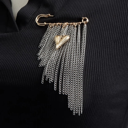 Accessory Personalized Suit Anti-Flash Bead Necklace Pin Hanging Ornament Ins Waterproof Crystal Tassel Chain Brooch - ZW1450