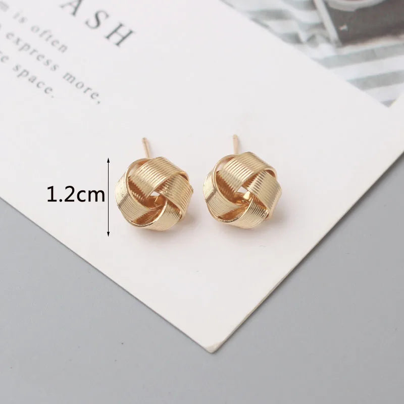Tiny Metal Stud Earrings for Women Gold Color Twist Round Earrings Small Unusual Earrings Boucles D'Orailles Fashion Jewelry 