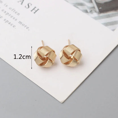 Tiny Metal Stud Earrings for Women Gold Color Twist Round Earrings Small Unusual Earrings Boucles D'Orailles Fashion Jewelry