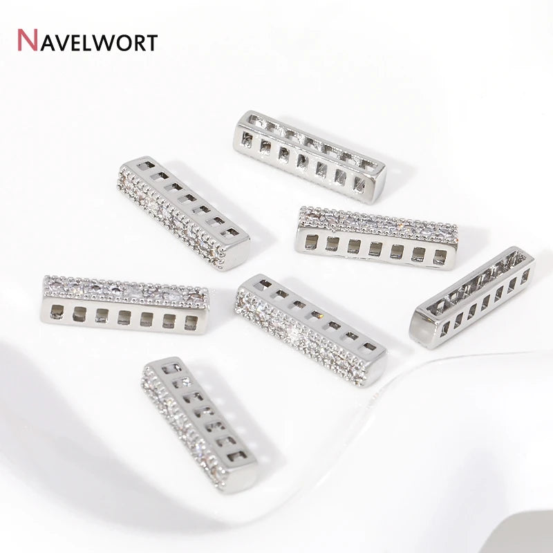 18K Gold Plated Brass Spacer Bars,Cuboid Rows Separator,Inlaid Zircon Accessories DIY Spacer Bars,Supplies For Jewelry