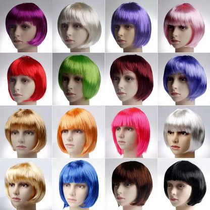 Bob Wig Pretty Women Short Bob Wigs Natural Fashion Halloween Cosplay Anime Wigs Cute Colored Synthetic Daily Party Xmas Wig