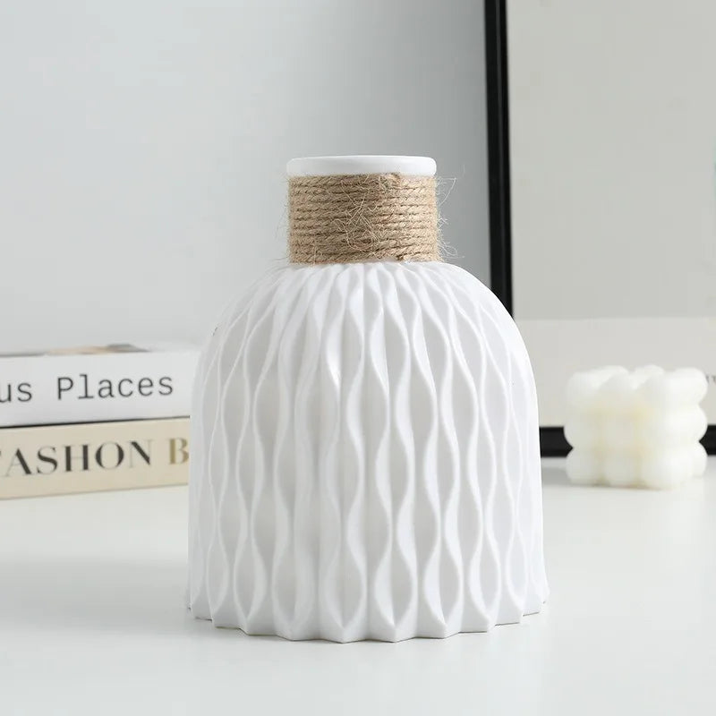 Scandinavian Home Decoration Vase (1PC) - Water Ripple Style, Twine Plastic, Small Flower Arrangement Vase, Minimalist Vase -