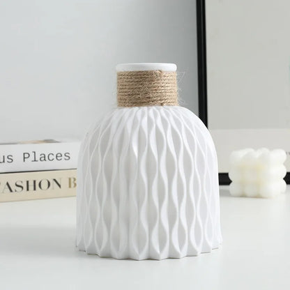 Scandinavian Home Decoration Vase (1PC) - Water Ripple Style, Twine Plastic, Small Flower Arrangement Vase, Minimalist Vase -