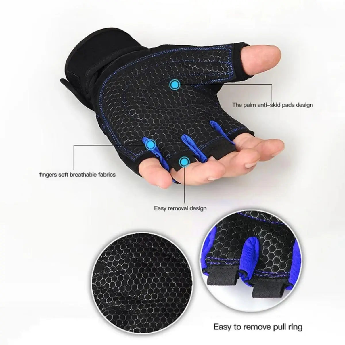 Gym Gloves for Men Women Fitness Weight Lifting Wristband Gloves Body Building Training Sports Exercise Cycling Glove Shockpr