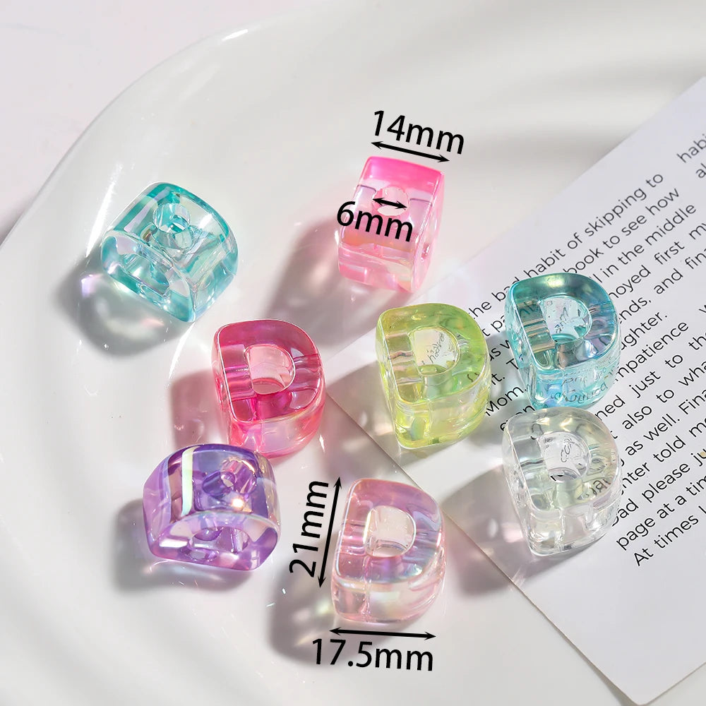 5pcs/lot Multicolour Random Letter Beads Acrylic Transparent Alphabet Bead For Jewelry Making DIY Necklace Keychain Accessori
