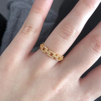 Dainty Minimalist Stacking Ring For Women Trend Cubic Zircon Gold Color Crystal Finger Accessories for Female Jewelry Gift R7