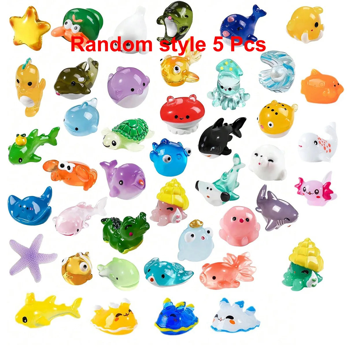 Mini Ocean Resin Animals Tiny Sea Animals Figurines Marine Miniature Animals Aquarium Ornaments Home Decorations - Random sty