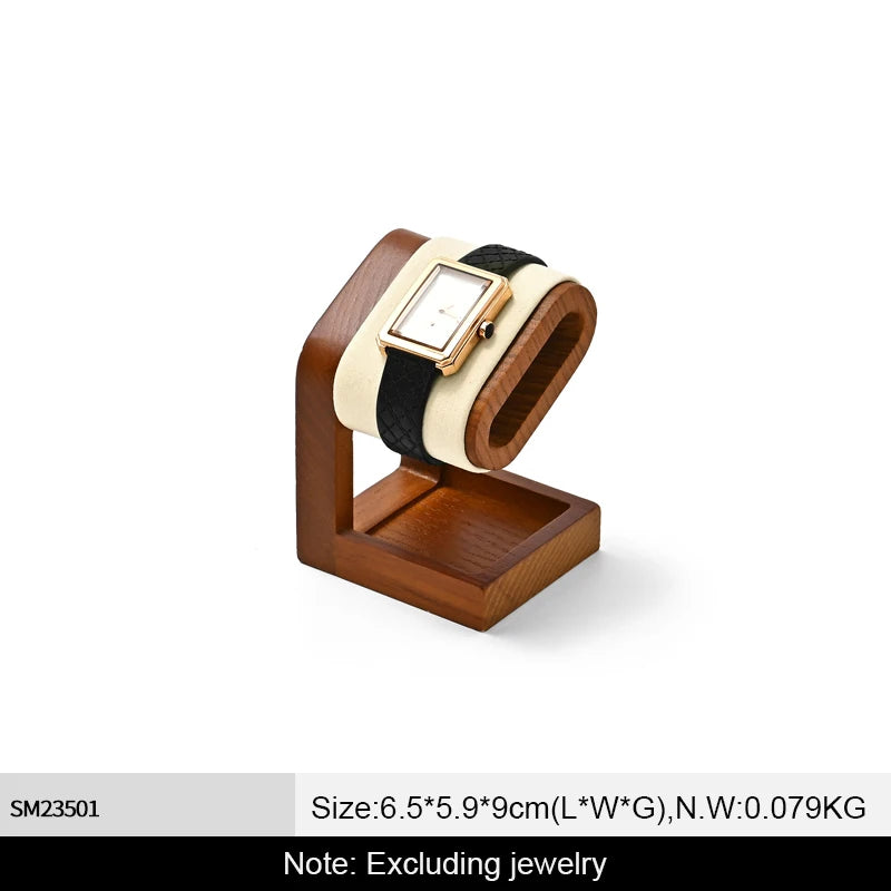 WoodTen Solid Wood Watches Display Stands Base Watch Necklace Bracelet Organizer Rack Bangle Scrunchie Headband Showcase Stan