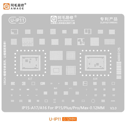 Amaoe BGA Reballing Stencil Template For iPhone 17 16 15 14 13 12 11 Pro Max XSMax 8 7P 7 6 A18 Tin Planting Soldering Net to