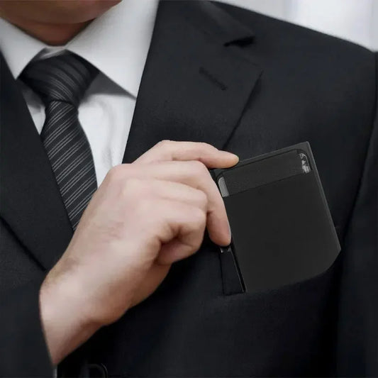 Automatic Flip Card Side Push Card Holder Sleeve Large Capacity 12 Cards Slot Metal Cards Box Men Credit Card Anti-theft Wall