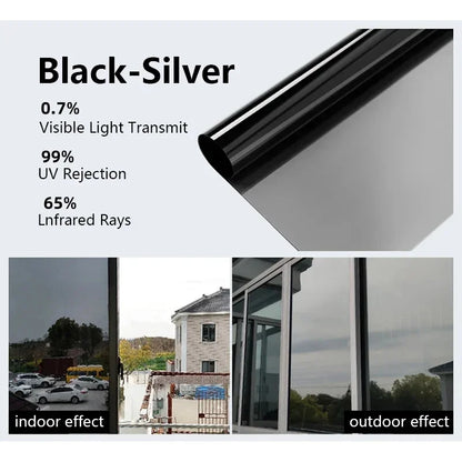 One Way Window Privacy Tint Film Anti Look Vinyl Mirror Self-adhesive Film Sun Blocking Anti UV Static Cling Stickers Home De