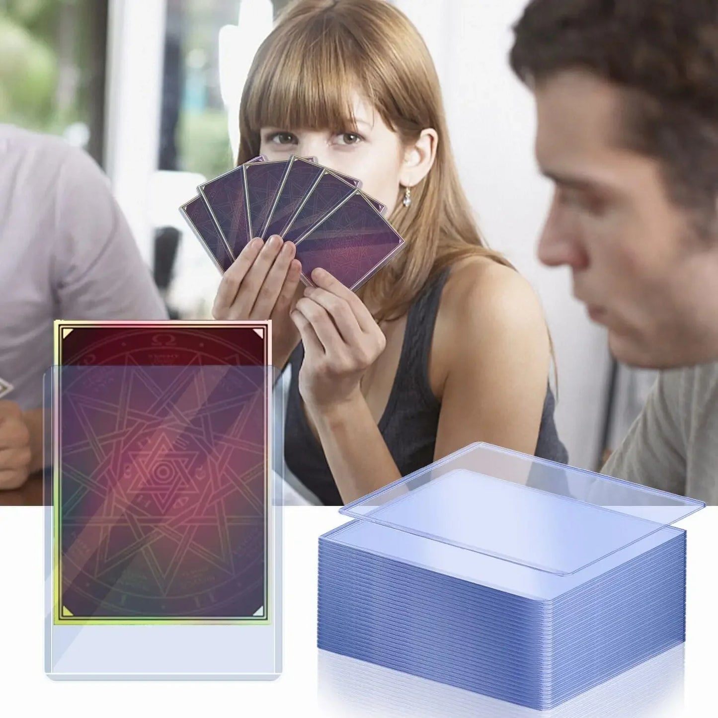 35PT Top Cover Loader Clear Protective Trading Card Holder Hard Plastic Card Sleeves Holder for Baseball Card Sports Cards