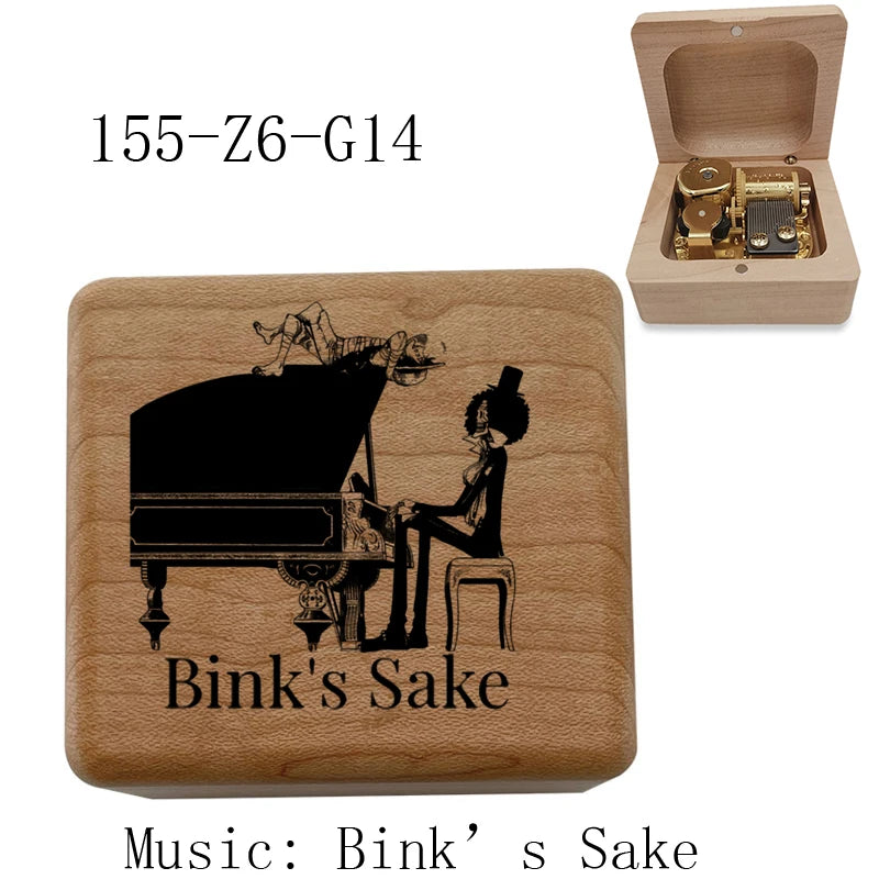 Bink's Wooden Painted Music Box Anime Carved Musical Box Desktop Decoration Sake Melody Christmas Birthday Gift - 155-Z6-G14-