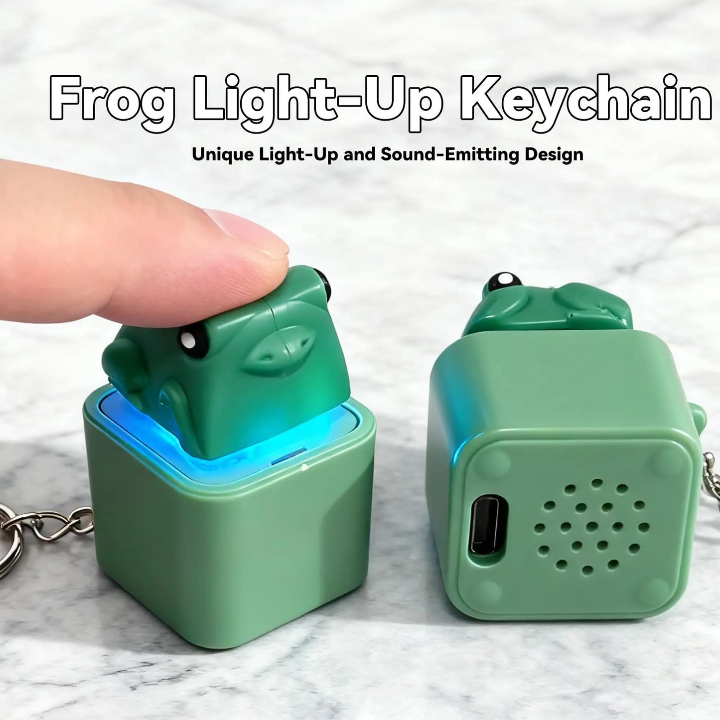 Croaking Frog Fidget Toy Keychain Rechargeable Frog Keychain with Sound & LED Lights, Funny Frog Keyboard Clicker Stress Reli