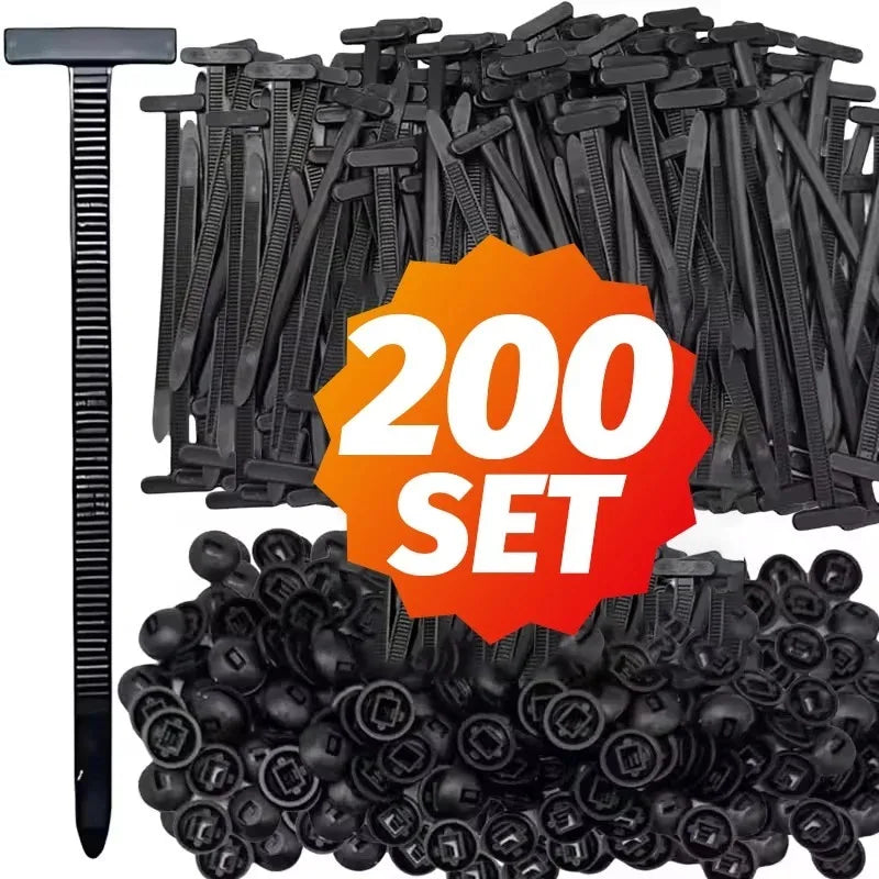 Nylon Cable Tie Buckle Heavy Duty Zip Ties with Pin Button Universal Self-locking Zip Ties Tool Car Daily Repair Fastening St