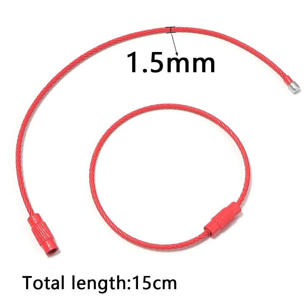 10pcs/lot Stainless Steel Wire Keychains Colorful Round Cable Loop Screw Lock Rope Rings For DIY Keyrings Key Chains Accessor