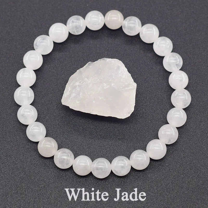 Real 5A Natural Lapis Lazuli Stone Beads Bracelet Homme Elastic Energy Healing Jewelry for Women Gift for Boyfriend - 8 White