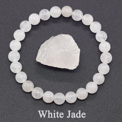 Real 5A Natural Lapis Lazuli Stone Beads Bracelet Homme Elastic Energy Healing Jewelry for Women Gift for Boyfriend - 8 White