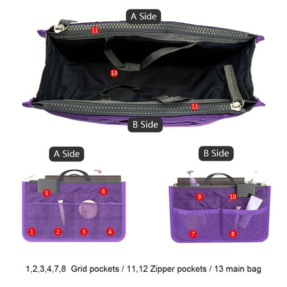 Multifunctional Bi-fold Storage Bag Double Zipper Large Capacity Storage Arrangement Makeup Toiletries Large Classification B