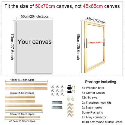 30x40 40x50 50x70 60x90 Canvas Frame Wooden Frames Wooden Photo Oil Painting Canvas Diamond Painting Frames Canvas Wood Wall 