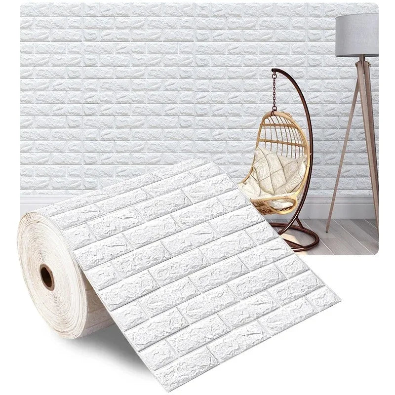 70cm*1m 3D Self-Adhesive Wallpaper Continuous Waterproof Brick Wall Stickers Living Room Bedroom Wall Stickers Home Decoratio