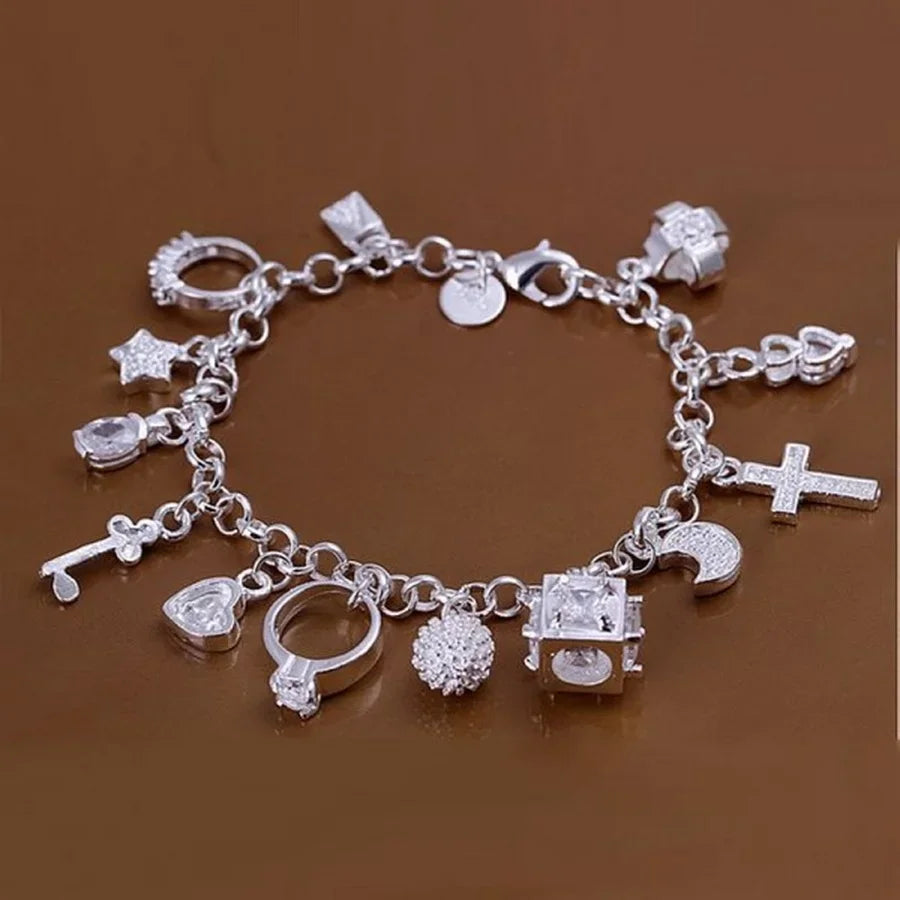 Fine Noble 925 Sterling Silver Solid Chain Bracelet For Women Men Charm Party Gift Wedding party Fashion Jewelry - H144