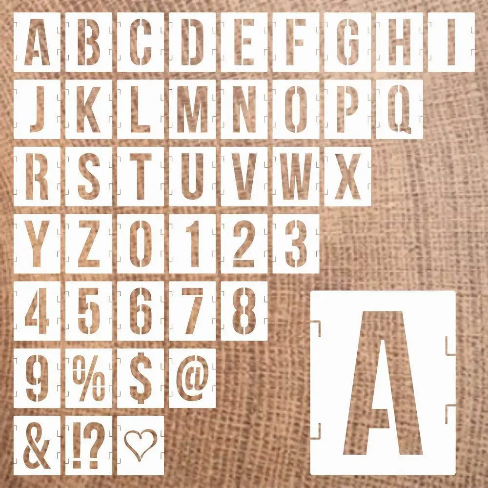 42 pieces of letter hollow templates, reusable artistic fonts, coloring, spray painting. Suitable for walls, wood, rock fabri