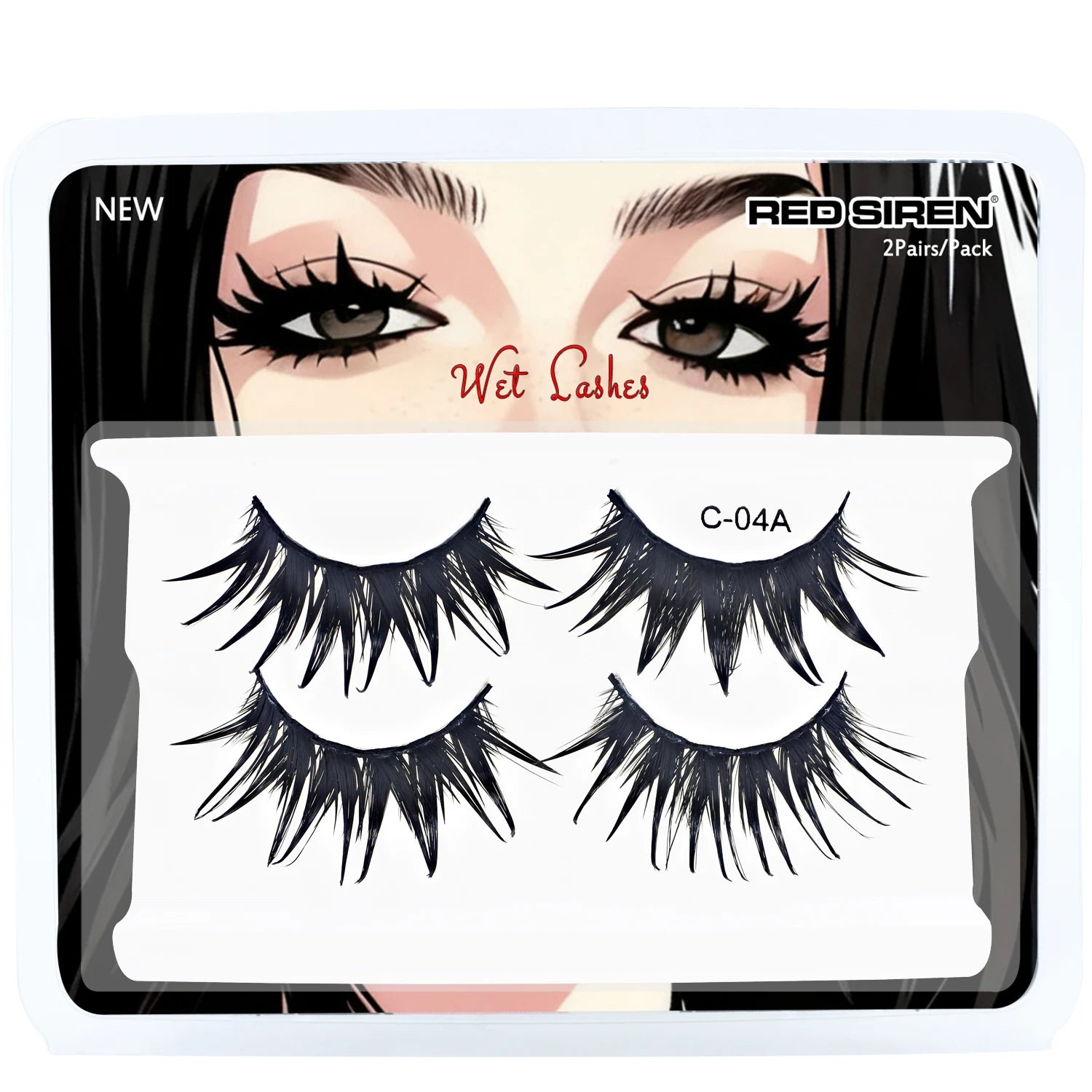 Cosplay False Eyelashes 2Pairs/Pack Wet Strip Lashes With Spikes New Woman Makeup Manga Lashes - C-04A