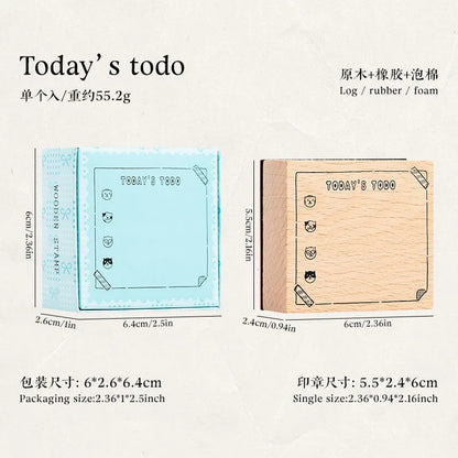 Cute Cat Daily Monthly Calendar Wood Stamp Journaling To Do List Memo Clock in Stamps for Scrapbooking Hobby DIY Craft Suppli