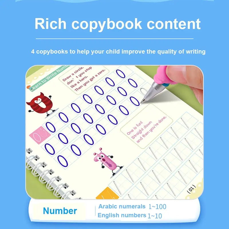 Writing Exercise Books English Groove Magic Practice Copybook Children's Book Learning Numbers Letters Alphabet Calligraphy G