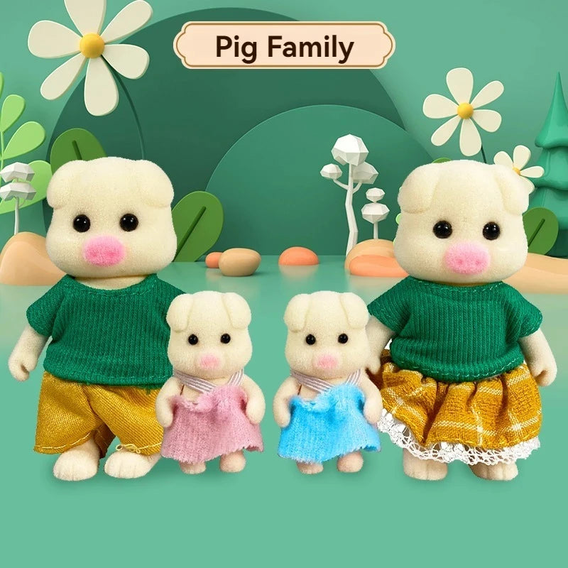 Forest Animal Family 1_12 Dollhouse Accessories Mini_yythk - The Pig Family