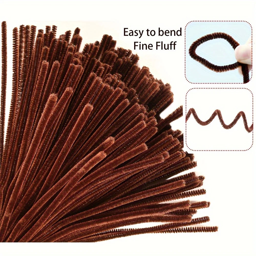 100 Pcs Coffee Pipe Cleaners,Pipe Cleaners for Crafts,Pipe Cleaner Crafts,Chenille Stems for Craft Kids DIY Arts&Crafts Suppl