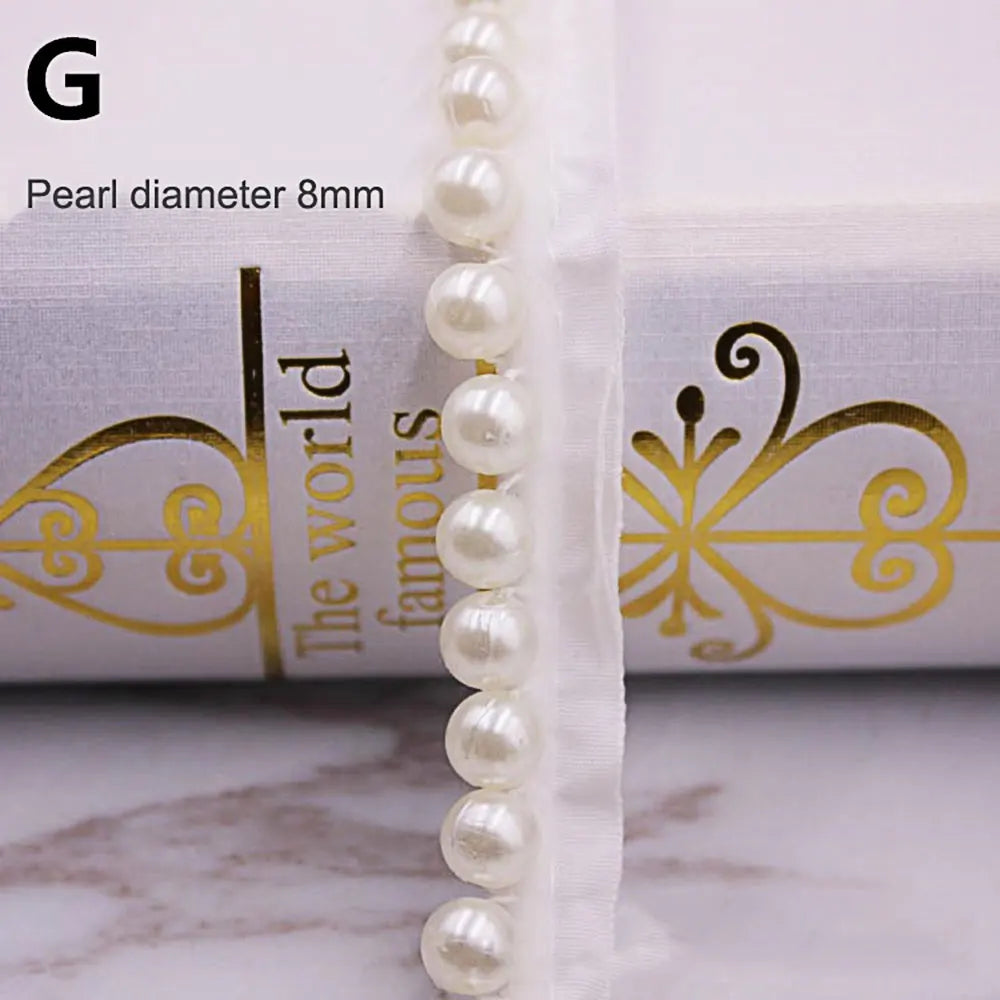 1yard/lot White black Pearl Bead lace Ribbon Tape lace fabric Trim Ribbons for DIY Sewing Garments Handmade Clothing Accessor
