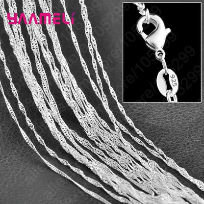 10PCS Pure 925 Sterling Silver Charm Link Chain Necklace Jewelry with Strong Smooth Lobster Clasps 16-30 Inches