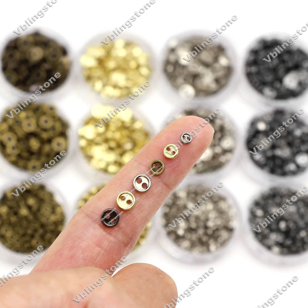 3/4/5mm Metal Buttons 100pcs Mini Buttons for Dolls Clothes 2Holes Sew Button for Needlework Round Buckles Handmade Accessori