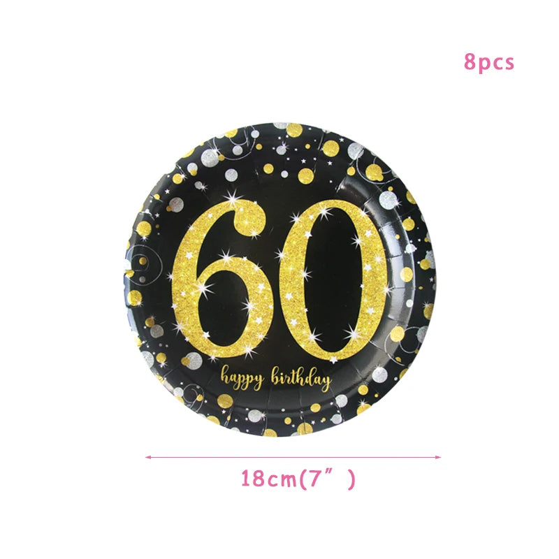 30th 40th 50th 60th birthday decorations Number Balloons Birthday Hanging Banner Flags for Adult 30th Anniversary Supplies - 