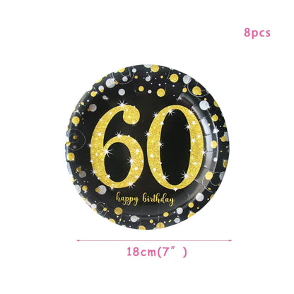 30th 40th 50th 60th birthday decorations Number Balloons Birthday Hanging Banner Flags for Adult 30th Anniversary Supplies - 