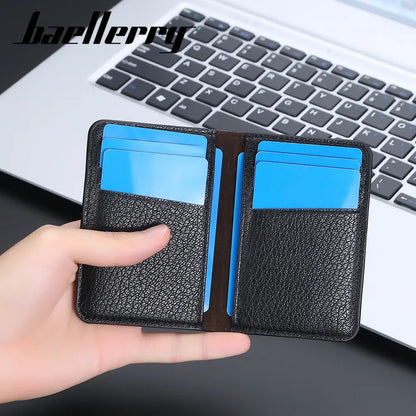 Baellerry Slim Compact Luxury Brand Wallet Men Soft Leather Credit Card Holders Wallet for Men Small ID Card Case Cardholder