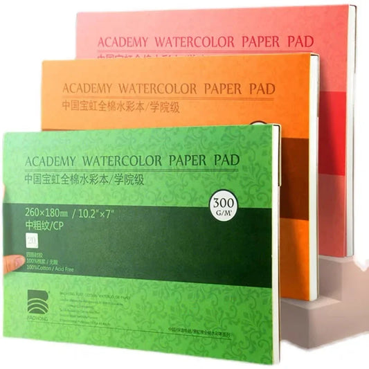 100% Cotton Watercolor Paper Sealing Pad 32K 16K 8K 20Sheets 300gsm/200gsm Water Color Drawing Painting Book Sketchbook Art S